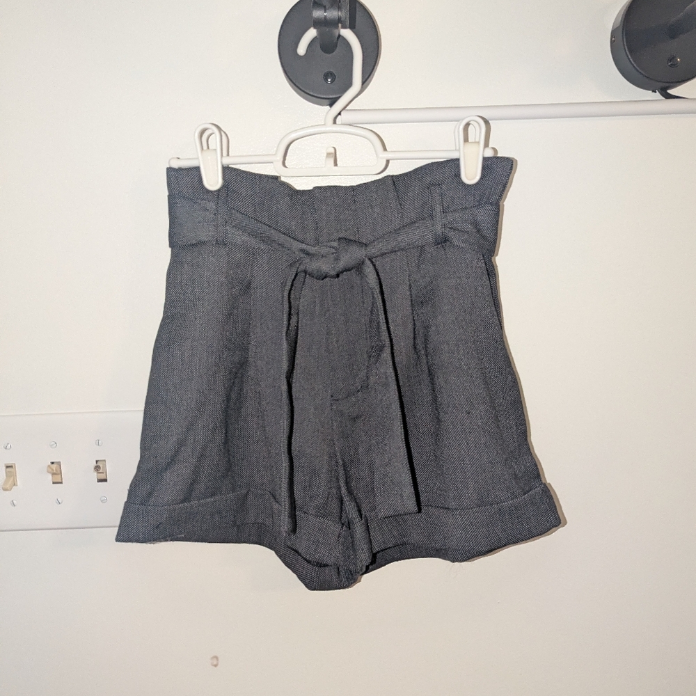 Micro Dot Pleated High Waist Trouser Shorts